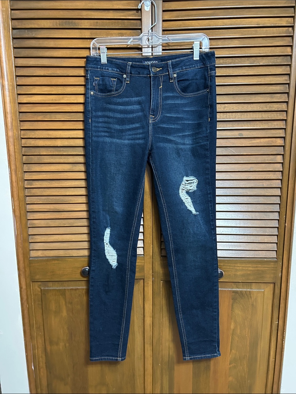 Vigoss Navy Distressed High Rise Super Skinny Ripped Jeans Size 28